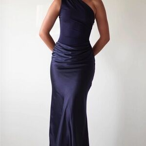 Satin-Jersey One Shoulder Maxi Dress